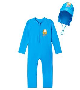 Комплект для плавания Lion rashguard и солнцезащитная шляпа Jellymallow, Blue