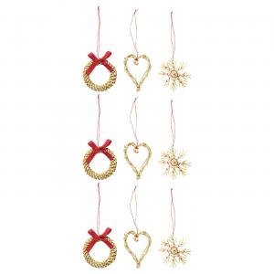 Набор из 9 елочных украшений, солома IKEA Vinterfint