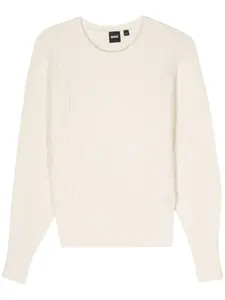 Джемпер крупной вязки с логотипом BOSS, нейтральный