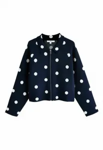 Кардиган прямого кроя с элегантным воротником и застежкой-молнией Next, Navy Polka Dots