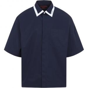 Короткая рубашка с воротником и деталями GUCCI, синий