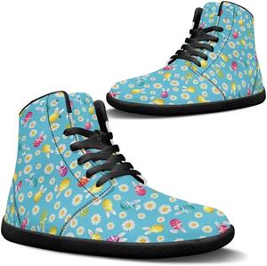 Пасхальные босоножки для женщин с голой пяткой, легкие кроссовки с широкой носочной частью, противоскользящие, высокие, с подошвой нулевого перепада GETELINSENG, Rabbits Egg Daisy Print Blue