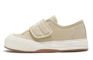 Женские парусиновые кеды с низким верхом бежевого/белого цвета Feiyue