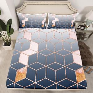 Erosebridal Комплект постельного белья Navy Blue Honeycomb Modern Geometric с принтом в виде сот и алмазного мрамора, Multi 17