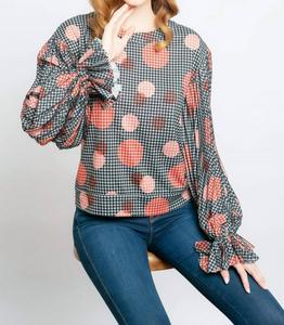 Топ Hart с плиссированными рукавами серого цвета EVA FRANCO