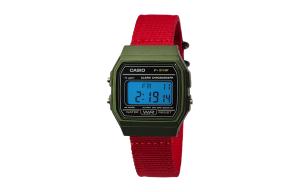 CASIO Мужские часы Retrofit Series с кварцевым механизмом и нейлоновым ремешком, черный циферблат
