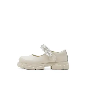 Нескользящие и износостойкие низкие детские кожаные туфли, увеличивающие рост Staccato, бежевый