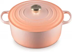Кастрюля круглая Le Creuset с эмалированным покрытием, 5500 мл, персиковый