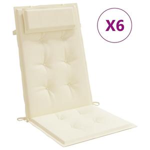 Подушки на стул vidaXL с высокой спинкой 6 шт. Ткань Оксфорд кремового цвета., бежевый