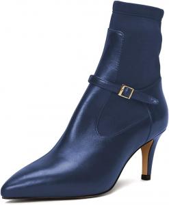 Женские ботильоны с острым носком, застежкой-молнией, на низком каблуке, с пряжкой на ремешке, удобные для работы и повседневной носки, размеры 4-16 США Wo wagas, Blue