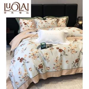 LUOLAI HOME Комплект постельного белья 1,8 м, 4 предмета, для одеяла 200x230 см, цвет Fulora светло-голубой