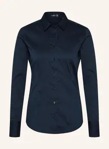 Блузка современного кроя, длинные рукава, рубашечный воротник  Van Laack, синий