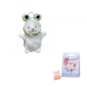 Jinnew Вязаная шапка с лягушкой, розовая шапка с кроликом, шапка с морковкой, шапка с бантом, плюшевый кулон для кукол, высота 12 см