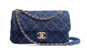 CHANEL Классическая сумка-клатч CF из денима, кроссбоди женская Denim Blue