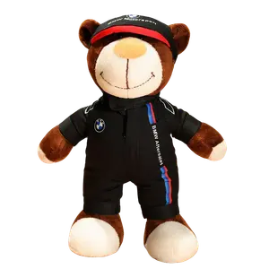 Мотоциклетный шлем медведь модные крутые гоночные плюшевые куклы плюшевая игрушка 28см высота AORUNJU, черный