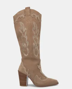 Женские кожаные туфли на каблуке с блестками Alma en Pena, бежевый