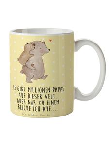 Кружка Папа Медведь с надписью в пастельно-желтых тонах Mr. & Mrs. Panda