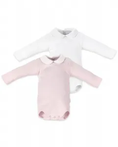 Упаковка 2 детских боди 100% хлопок с воротником и длинным рукавом Cambrass, цвет Rosa