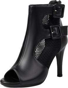 Женские элегантные ботильоны на шпильке с вырезами, летние короткие сапожки на молнии XIEPP, Matte Black