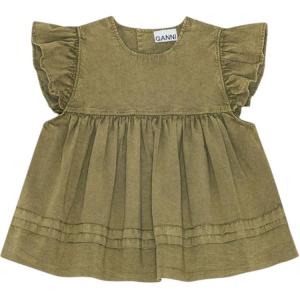 Ruffled Top Blouse GANNI, зеленый