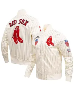 Мужская кремовая бейсбольная куртка Boston Red Sox Cooperstown Collection в ретро-стиле с полосками и полной застежкой на пуговицах Pro Standard