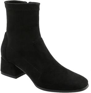 Женские замшевые ботильоны с квадратным носком, эластичные с массивным низким каблуком, удобные ботинки на подкладке Shinelly, Black Suede