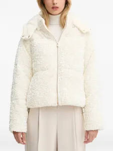 Пуховик на молнии с отстегивающимся капюшоном Fracomina, нейтральный