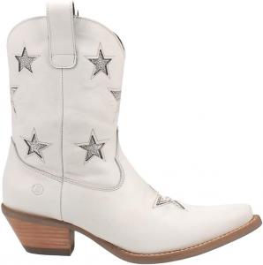 Женские ковбойские сапоги Dingo White Star Struck Shortie 7 дюймов с заостренным носком, цвет миндальный DI582-WHITE