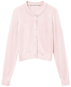 Укороченный кардиган Alexander Wang с круглым вырезом и прозрачными бусинами