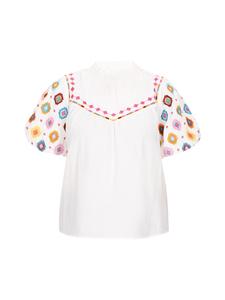 Женская блузка белого цвета с разноцветными вставками usha FESTIVAL