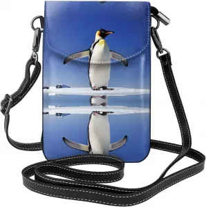 Милый маленький кошелек для телефона с принтом пингвинов, сумка через плечо с магнитной застежкой и отделениями для карт, из искусственной кожи Ultra Fiber.