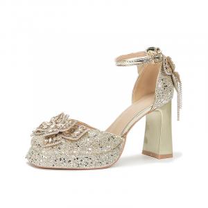 Zubumei Женские туфли на платформе с массивным каблуком шампань, цвет Champagne