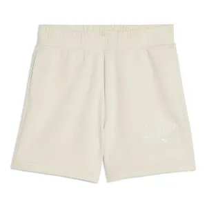 Шорты с высокой талией Puma ESS SCRIPT, женские шорты 5 дюймов, белый