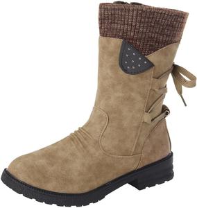 Женские зимние сапоги средней длины ZBYY с шнуровкой, боевые, для верховой езды и снега, ботильоны, Khakis