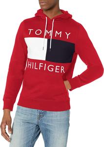 Мужская флисовая толстовка с капюшоном и логотипом Tommy Hilfiger с длинным рукавом, Apple Red
