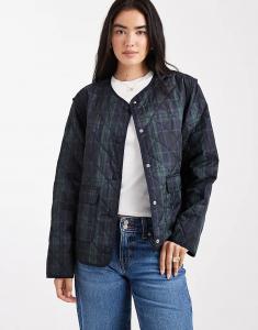 Стеганая куртка в клетку темно-зеленого и темно-синего цветов