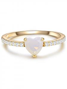 Glanzstücke München Кольцо в форме сердца из стерлингового серебра с лунным камнем (синтетическим) в оправе из желтого золота