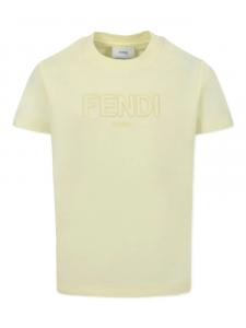Футболка с вышитым логотипом Fendi Kids, желтый
