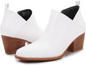 Женские ботильоны mm с вышивкой в стиле ацтеков из искусственной кожи PU, на деревянном каблуке, с молнией, модные, White