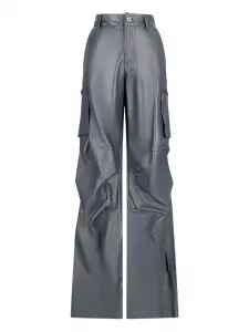 Кожаные брюки-карго Salvatore Santoro, серый