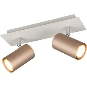 TRIO светильники потолочный спот MARLEY, GU10 потолочный спот с 1 лампой, без 2x GU10 макс. 35Вт, настенный спот GU10 1 шт. теплый белый - холодный белый, гибко регулируемый потолочный спот GU10 в цвете кофе + теплый серый, 30x9 см Trio Leuchten, Coffee