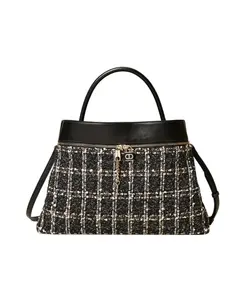 Черная жаккардовая твидовая сумка-шоппер Twinset, черный