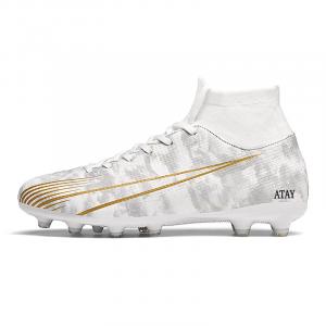 Амортизирующие противоскользящие износостойкие футбольные бутсы Unisex ATAY, белые с длинными шипами