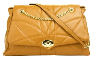 Сумка через плечо Cluty, натуральная кожа, производство Италия, желтый