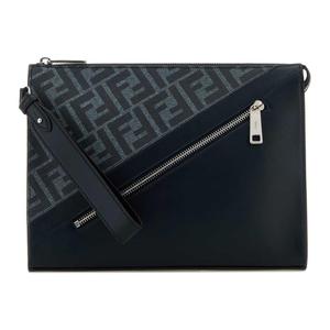FENDI Мужская синяя ткань для вышивки с кожаным клатчем