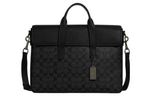 Салливан Кожаная Сумка Портфель Через Плечо Большого Размера Мужская Черная COACH