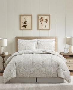 Macy's Комплект постельного белья из 8 предметов с нейтральным дамасским узором