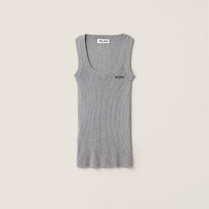 Трикотажная майка из хлопка MIU MIU, серый