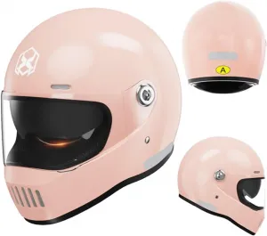 Мотоциклетные шлемы - Мотоциклетные шлемы с визором | Гоночный шлем с быстросъемным креплением, теплой подкладкой для защиты головы, совместимое защитное снаряжение для дорожных велосипедов и мотоциклов, Pink