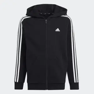Kids' Essentials Флисовая толстовка Adidas с 3 полосками, черный/белый